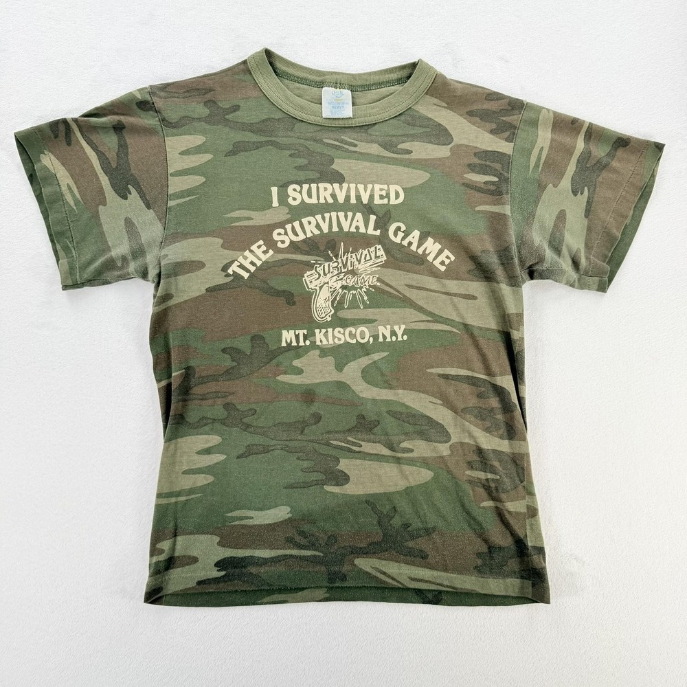Vintage Paintball Survival Game Shirt Womens Medium Camo Mt Kisco NY Military
